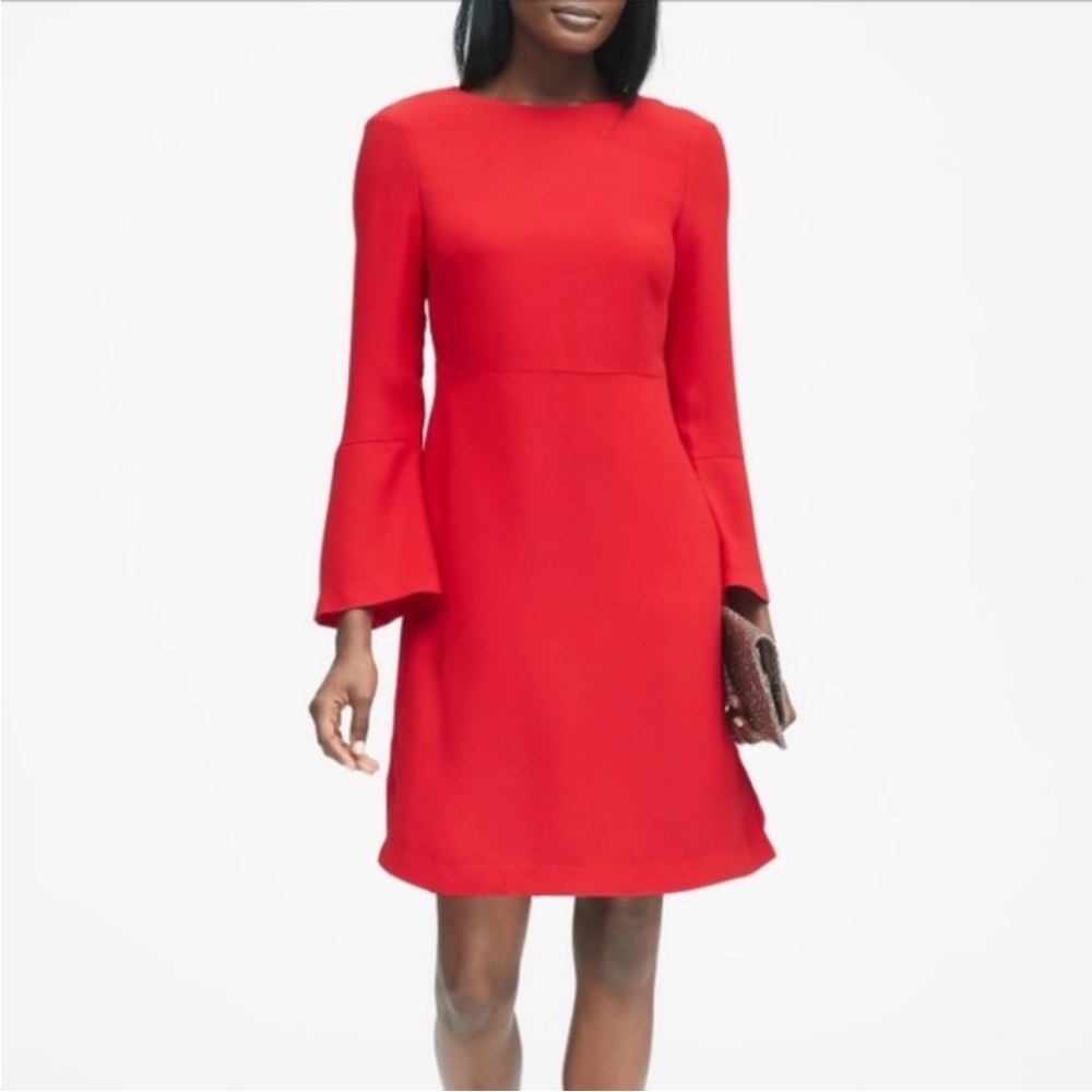 NWT Banana Republic Ultra Red Bell Sleeve Dress Size 8